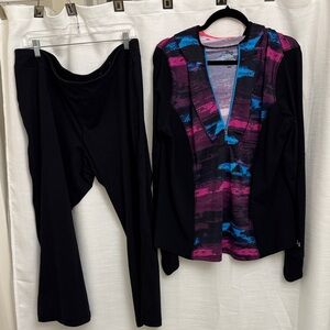 2 piece set Black and Multicolor Athletic Set